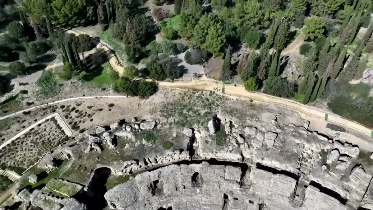 Plano aéreo del conjunto arqueológico de Itálica